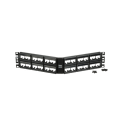 Panel de Parcheo Modular Mini-Com (Sin Conectores), Angulado, Sin Blindaje, Con Etiqueta y Cubierta, de 48 puertos, 2UR