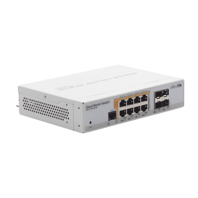 Cloud Router Switch Administrable L3, 8 puertos 10/100/1000 Mbps c/PoE Pasivo ó 802.3af/at, 4 Puertos SFP