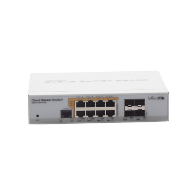 Cloud Router Switch Administrable L3, 8 puertos 10/100/1000 Mbps c/PoE Pasivo ó 802.3af/at, 4 Puertos SFP