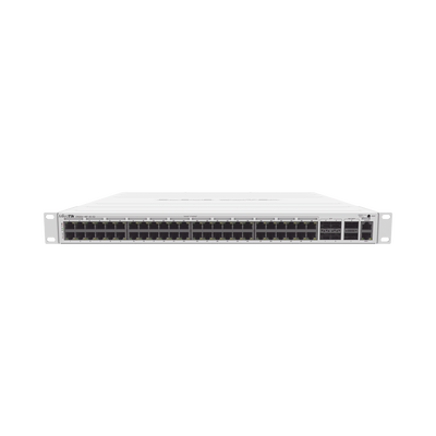 Cloud Router Switch 48 puertos PoE 802.3af/at Gigabit, 4 puertos SFP+ 10G, 2 puertos QSFP+ 40G, Montaje en Rack