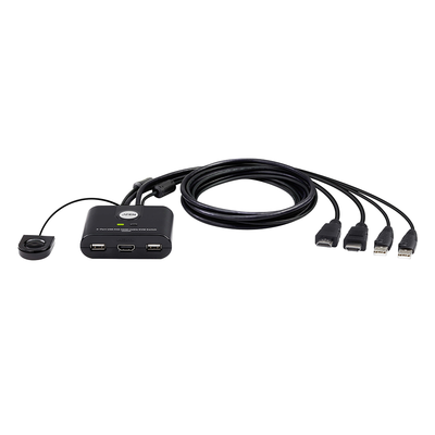Switch KVM | USB FHD HDMI | de 2 puertos en formato cable | 1920x1080 @ 60Hz (FHD)	| HDCP 1.4 | Conecta y controla 2 equipos con un solo monitor, teclado y mouse