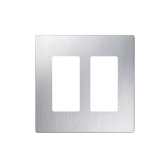 Placa de pared 2 espacios, diseño tipo metálico, para atenuador (dimmer), apagador ó control remoto inalámbrico LUTRON.