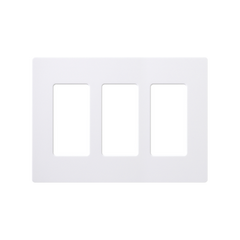 Placa de pared 3 espacios, color blanco, para atenuador (dimmer), switch ó control remoto PICO inalámbrico.