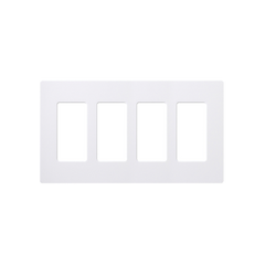 Placa de pared 4 espacios, color blanco, para atenuador (dimmer), switch ó control remoto PICO inalámbrico