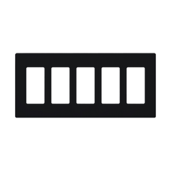 Placa de pared 5 espacios, para atenuador (dimmer), switch ó control remoto PICO inalámbrico