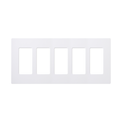 Placa de pared 5 espacios, para atenuador (dimmer), switch ó control remoto PICO inalámbrico