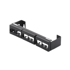 Panel de Parcheo Modular (Sin Conectores), de 12 Puertos Mini-Com, Instalación en Pared con Montaje Incluido, Color Negro