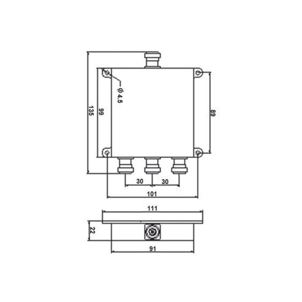 DIVISOR WILKINSON DE 3 VIAS 694-2700MHz 50W -154dBc 4.3-10