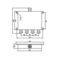 DIVISOR WILKINSON DE 4 VIAS 694-2700MHz 50W -154dBc 4.3-10