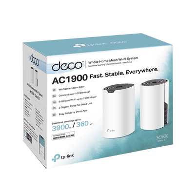 Kit 2 Routers Inalámbricos MESH Interior para Hogar / Doble Banda Wi-Fi 5 AC1900 Mbps / 3 Puerto Gigabit WAN/LAN / 3 Antenas Internas / Administración Mediante la App Deco (iOS, Android)