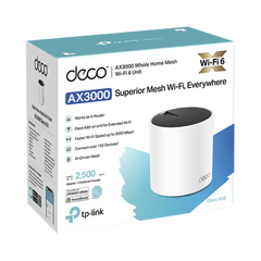 Router Inalámbrico MESH Interior para Hogar / Doble Banda Wi-Fi 6 AX3000 Mbps / 3 Puerto Gigabit WAN/LAN / 2 Antenas Internas / Administración Mediante la App Deco (iOS, Android) / Protección HomeShield