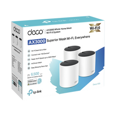 Kit 3 Routers Inalámbricos MESH Interior para Hogar / Doble Banda Wi-Fi 6 AX3000 Mbps / 3 Puerto Gigabit WAN/LAN / 2 Antenas Internas / Administración Mediante la App Deco (iOS, Android) / Protección HomeShield