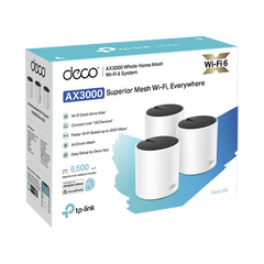 Kit 3 Routers Inalámbricos MESH Interior para Hogar / Doble Banda Wi-Fi 6 AX3000 Mbps / 3 Puerto Gigabit WAN/LAN / 2 Antenas Internas / Administración Mediante la App Deco (iOS, Android) / Protección HomeShield