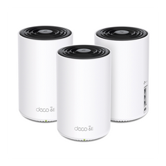 Kit 3 Routers Inalámbricos MESH Interior para Hogar / Doble Banda Wi-Fi 6E AX5400 Mbps / 3 Puerto Gigabit WAN/LAN / 4 Antenas Internas / Administración Mediante la App Deco (iOS, Android) / Protección HomeShield