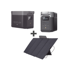 Kit de Estación de Energía Portátil 2048Wh + Batería Externa 2048Wh + Panel Solar Flexible 400W (4096Wh Totales)