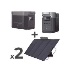 Kit de Estación de Energía Portátil 2048Wh + Batería Externa 2048Wh + 2 Paneles Solares Flexibles 400W (4096Wh, 800W Totales)