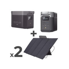 Kit de Estación de Energía Portátil 2048Wh + Batería Externa 2048Wh + 2 Paneles Solares Flexibles 400W (4096Wh, 800W Totales)