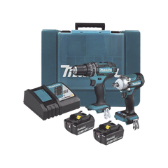 Kit de Rotomartillo Atornillador DHP482 + Atornillador de Impacto DTW301, incluye 2 Baterías BL1850B, 1 Cargador DC18SD y Maletín Plastico