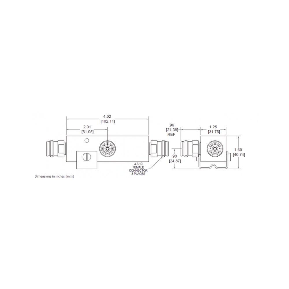 SEPARADOR 3dB (2:1) Tap 350-5930MHz 500W -161dBc 4.3-10 IP67 .
