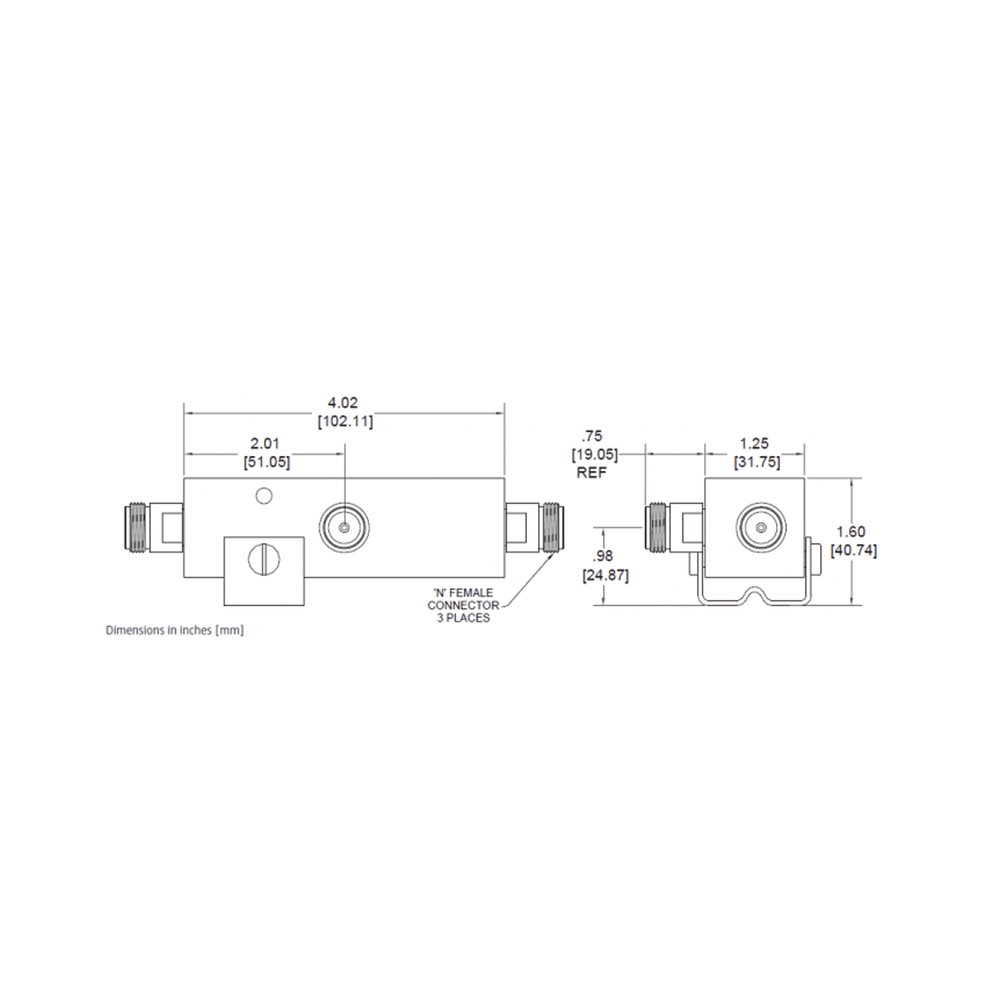 Separador 20dB (100:1) Tap 350-5930MHz 500W -161dBc TIPO N IP67 .