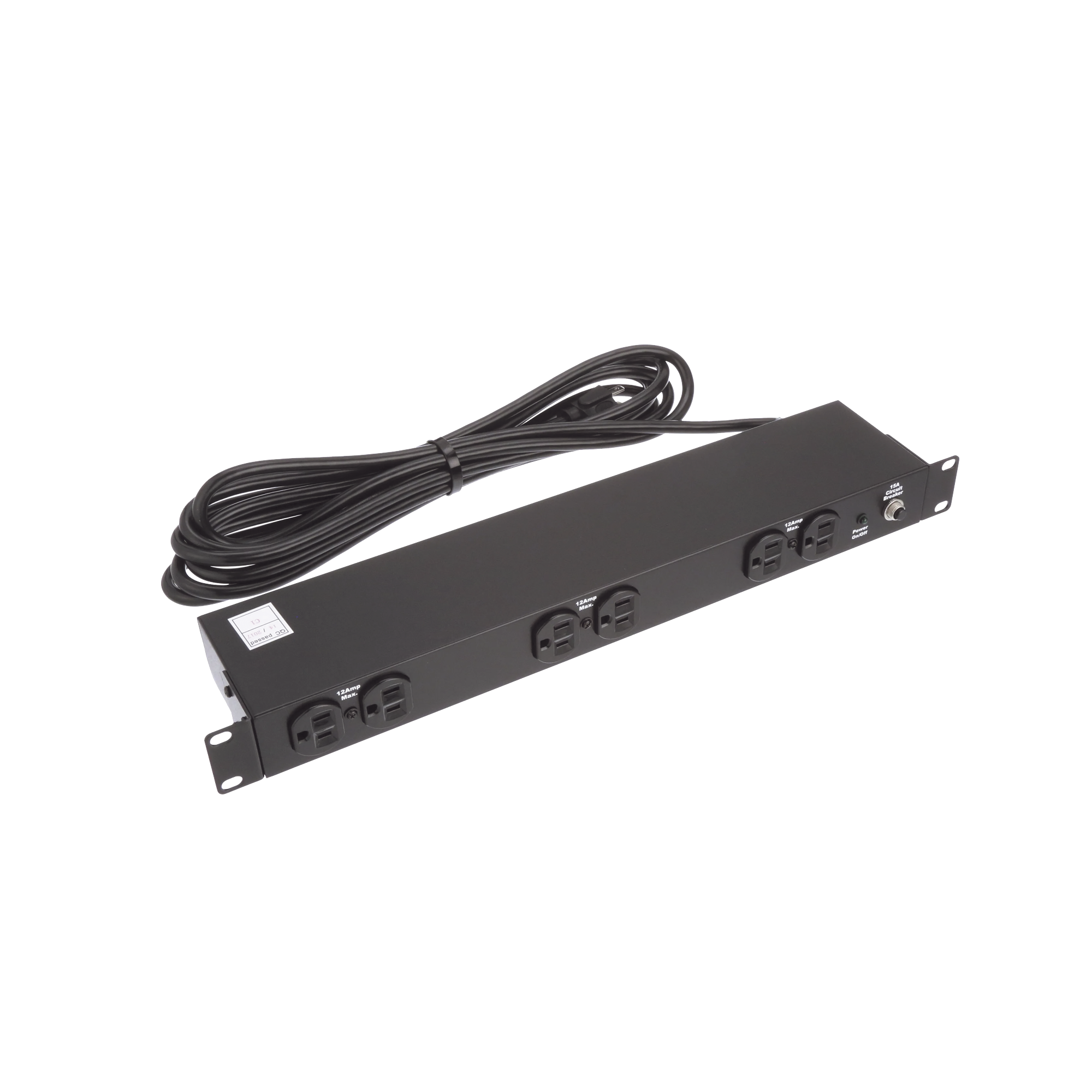 PDU Básico de Montaje en Rack, Con 6 Salidas Frontales NEMA 5-15R,  Enchufe de Entrada NEMA 5-15P, de 19in, 1UR, 15 Amp, 120 Vca