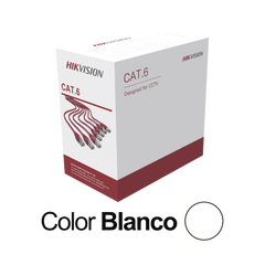 Bobina de Cable UTP 305 Metros (1000 Pies) / Cat 6 (24 AWG) / Color Blanco / PVC (CM) / Uso en Interior / CCA (Cobre con Aluminio) / Aplicaciones de CCTV y Redes de Datos