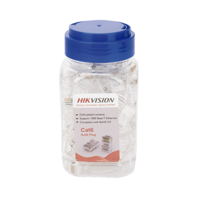 Bote con 100 Piezas de Plug Modular RJ45 / Cat 6 / Chapado en Oro a 30 Micras / Sin Blindaje / Facil Instalación / Uso Interior / Soporta Norma TIA-568B / Cumple con RoHS 2.0