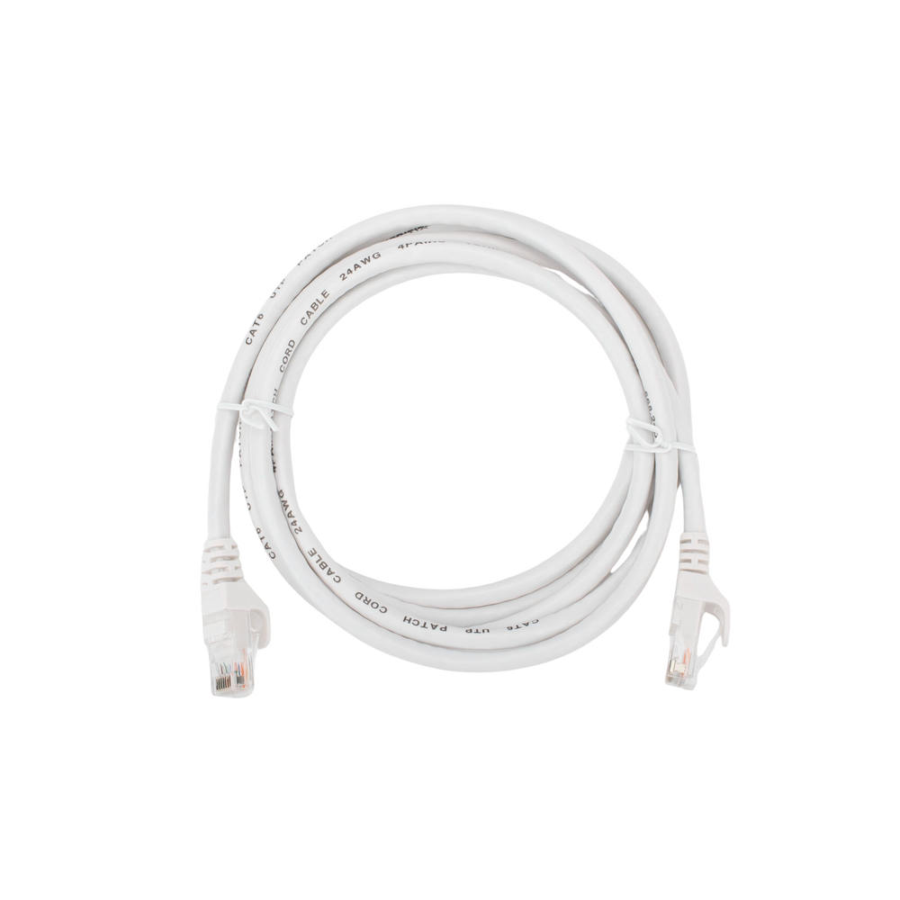 Cable de Parcheo (Patch Cord) / UTP / Cat. 6 (24 AWG) / 2 Metros (6.56 Pies) / Color Blanco/ Ideal para PoE+ / Interior