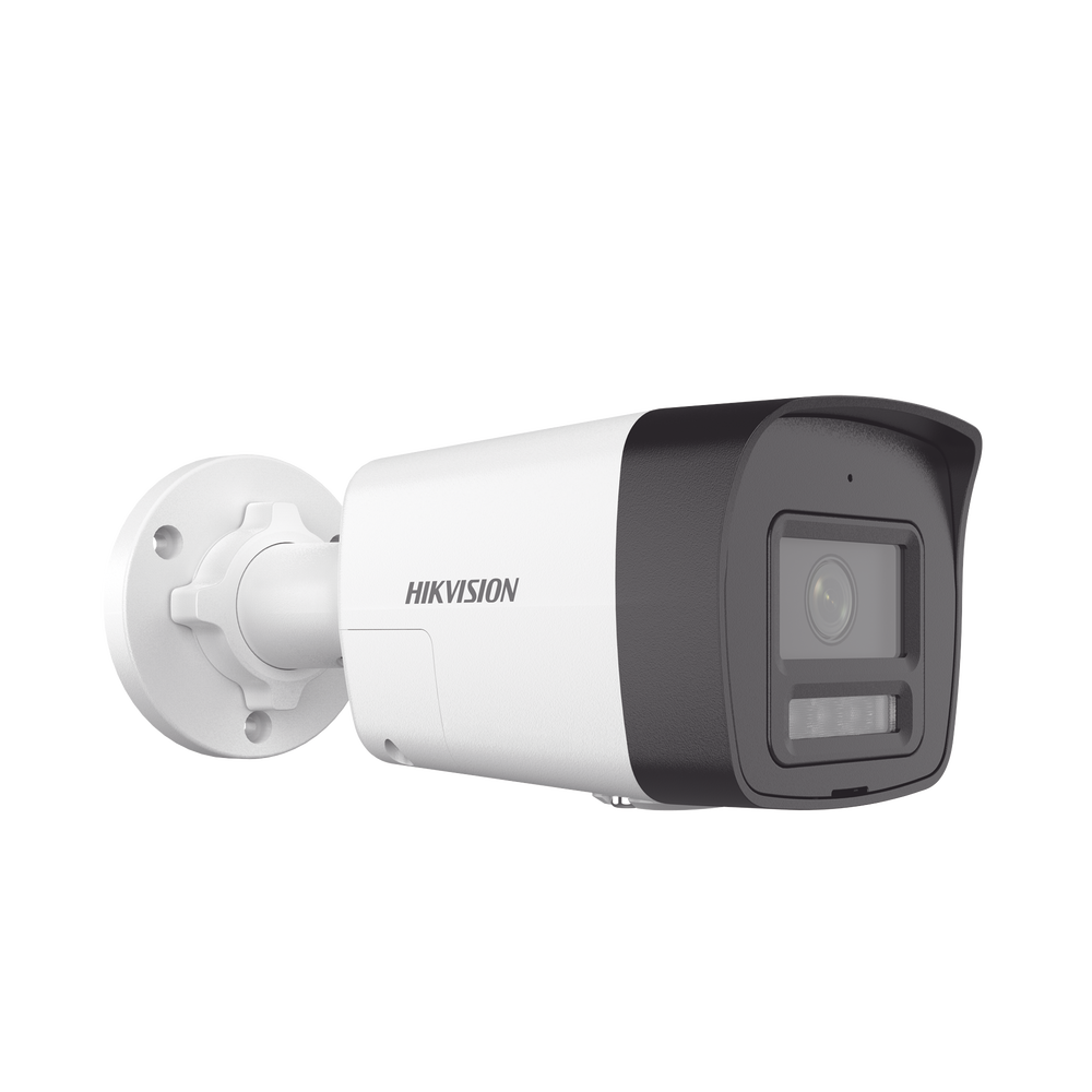 [PROTECCIÓN ACTIVA] Bala IP 4 Megapixel / Lente 2.8 mm / Dual Light (30 mts IR + 20 mts Luz Blanca)  / Audio de Dos Vías /  Luz Intermitente y Alerta de Audio / Micrófono Integrado / ACUSENSE Lite / Exterior IP67 / H.265 / PoE