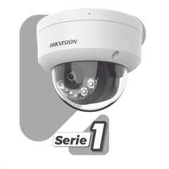 [Dual Light] Domo IP 2 Megapixel / Lente 2.8 mm / 30 mts IR + Luz Blanca / Micrófono Integrado / Antivandálico IK08 / ACUSENSE Lite / Exterior IP67 / H.265+/H.264+ / PoE / ONVIF (Profile S/T)