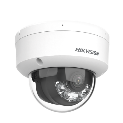 [Dual Light] Domo IP 6 Megapixel / Lente 2.8 mm / 30 mts IR + 30 mts Luz Blanca / Micrófono Integrado / Antivandálico IK08 / ACUSENSE Lite / Exterior IP67 / H.265 / PoE / ONVIF / Micro SD
