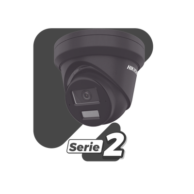 [Dual Light + 2 Micrófonos de Doble Matriz] Turret IP 4 Megapixel / Color Negro / Lente 2.8 mm / 30 mts Luz Blanca + 30 mts IR / ACUSENSE / Exterior IP67 / WDR 120 dB / PoE / ONVIF / Micro SD / Metal / ACUSEARCH