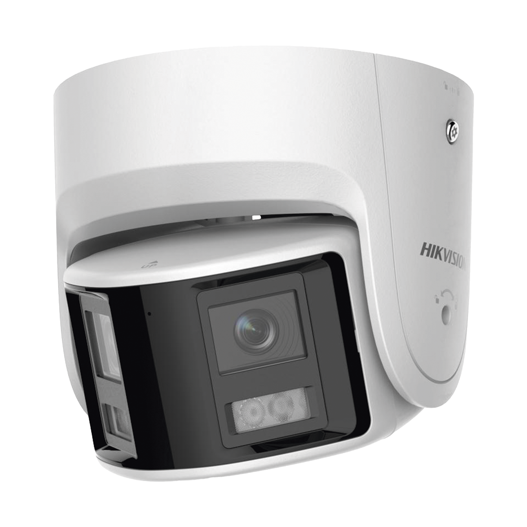 [FlexVu] [PROTECCIÓN ACTIVA] Turret IP 4 Megapixel / 2 Lentes de 2.8 mm (Imagen Panorámica 180°) / 30 mts IR / Exterior IP67 / Luz Intermitente y Alerta de Audio / Audio Bidireccional / ACUSENSE / WDR 120 dB / Micro SD