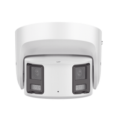 [ PROTECCIÓN ACTIVA ] Turret IP Panorámica 8 Megapíxel / 2 Lentes 4 mm (180°) / Imagen a Color 24/7 (ColorVu) / PoE / WDR 130° / IP67 / ACUSENSE / Luz Estroboscópica y Alarma Audible / 30 mts Luz Blanca / Micro SD