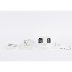 [PROTECCIÓN ACTIVA] Turret IP Panorámica 8 Megapíxel / 2 Lentes 4 mm (180°) / Imagen a Color 24/7 (ColorVu) / PoE / WDR 130° / IP67 / ACUSENSE / Luz Estroboscópica y Alarma Audible / 30 mts Luz Blanca / Micro SD
