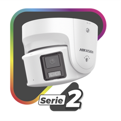 [ PROTECCIÓN ACTIVA ] Turret IP Panorámica 8 Megapíxel / 2 Lentes 4 mm (180°) / Imagen a Color 24/7 (ColorVu) / PoE / WDR 130° / IP67 / ACUSENSE / Luz Estroboscópica y Alarma Audible / 30 mts Luz Blanca / Micro SD
