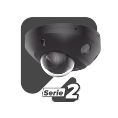 [Dual Light + 2 Micrófonos Integrados] Mini Domo IP 4 Megapixel / Color Negro / Lente 2.8 mm / 30 mts Luz Blanca + 30 mts IR / ACUSENSE / Exterior IP67 / IK08 /  WDR 120 dB / PoE / ONVIF / Alarmas I/O / Micro SD / ACUSEARCH