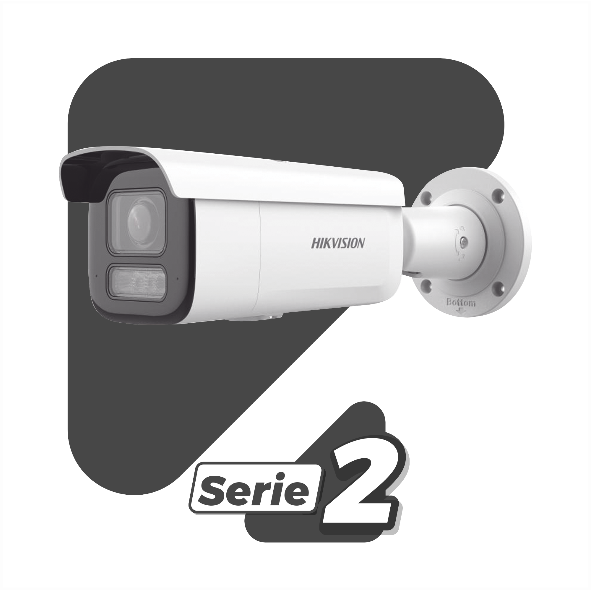 [Dual Light + 2 Micrófonos Integrados] Bala IP 2 Megapixel / Lente Mot. 2.8 a 12 mm / 60 mts Luz Blanca + 60 mts IR / ACUSENSE / Exterior IP67 / IK10 / WDR 120 dB / PoE+  / Alarmas I/O / Micro SD / Metal / IK10 / ACUSEEK