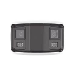 [FlexVu] [PROTECCIÓN ACTIVA] Bala IP Panorámica 8 Megapixel (4K) / 2 Lentes 4 mm (180°) / Imagen a Color 24/7 (ColorVu) / PoE / WDR 130° / IP67 / ACUSENSE / Luz Estroboscópica y Alarma Audible / 40 mts Luz Blanca / Micro SD