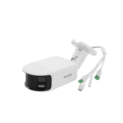 [FlexVu] [ PROTECCIÓN ACTIVA ] Bala IP Panorámica 8 Megapixel (4K) / 2 Lentes 4 mm (180°) / Imagen a Color 24/7 (ColorVu) / PoE / WDR 130° / IP67 / ACUSENSE / Luz Estroboscópica y Alarma Audible / 40 mts Luz Blanca / Micro SD