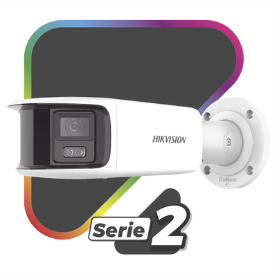 [FlexVu] [ PROTECCIÓN ACTIVA ] Bala IP Panorámica 8 Megapixel (4K) / 2 Lentes 4 mm (180°) / Imagen a Color 24/7 (ColorVu) / PoE / WDR 130° / IP67 / ACUSENSE / Luz Estroboscópica y Alarma Audible / 40 mts Luz Blanca / Micro SD