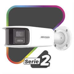 [FlexVu] [ PROTECCIÓN ACTIVA ] Bala IP Panorámica 8 Megapixel (4K) / 2 Lentes 4 mm (180°) / Imagen a Color 24/7 (ColorVu) / PoE / WDR 130° / IP67 / ACUSENSE / Luz Estroboscópica y Alarma Audible / 40 mts Luz Blanca / Micro SD