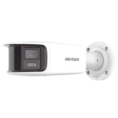 [FlexVu] [ PROTECCIÓN ACTIVA ] Bala IP Panorámica 8 Megapixel (4K) / 2 Lentes 4 mm (180°) / Imagen a Color 24/7 (ColorVu) / PoE / WDR 130° / IP67 / ACUSENSE / Luz Estroboscópica y Alarma Audible / 40 mts Luz Blanca / Micro SD