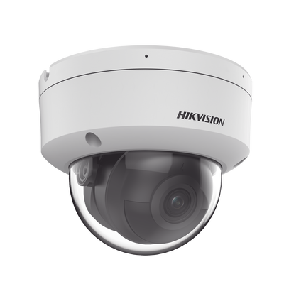 Domo IP 4 Megapixel / Lente 2.8 mm / 40 mts IR / Exterior IP67 / IK10 / Microfono Integrado / DARKFIGHTER / Audio y Alarma I/O / PoE / ONVIF / Micro SD / 4 Analíticos: AcuSense, Detección Facial, Conteo de Personas por Cruce y Zona