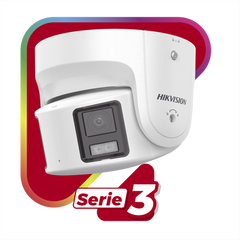 [ PROTECCIÓN ACTIVA ] Turret IP Panorámica 8 Megapixel / 180° / Imagen a Color 24/7 / PoE / WDR 130° / IP67 / ACUSENSE / Protección Activa (Luz Estroboscópica y Alarma Audible) / MicroSD
