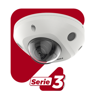 Mini Domo IP 4 Megapixel / Lente 2.8 mm / 30mts IR EXIR / Micrófono Integrado / Exterior IP67 / IK08 / PoE / DARKFIGHTER / Alarmas y Audio I/O / ONVIF / Micro SD / 4 Analíticos: AcuSense, Deteccion Facial, Conteo de Personas por Cruce y Zona