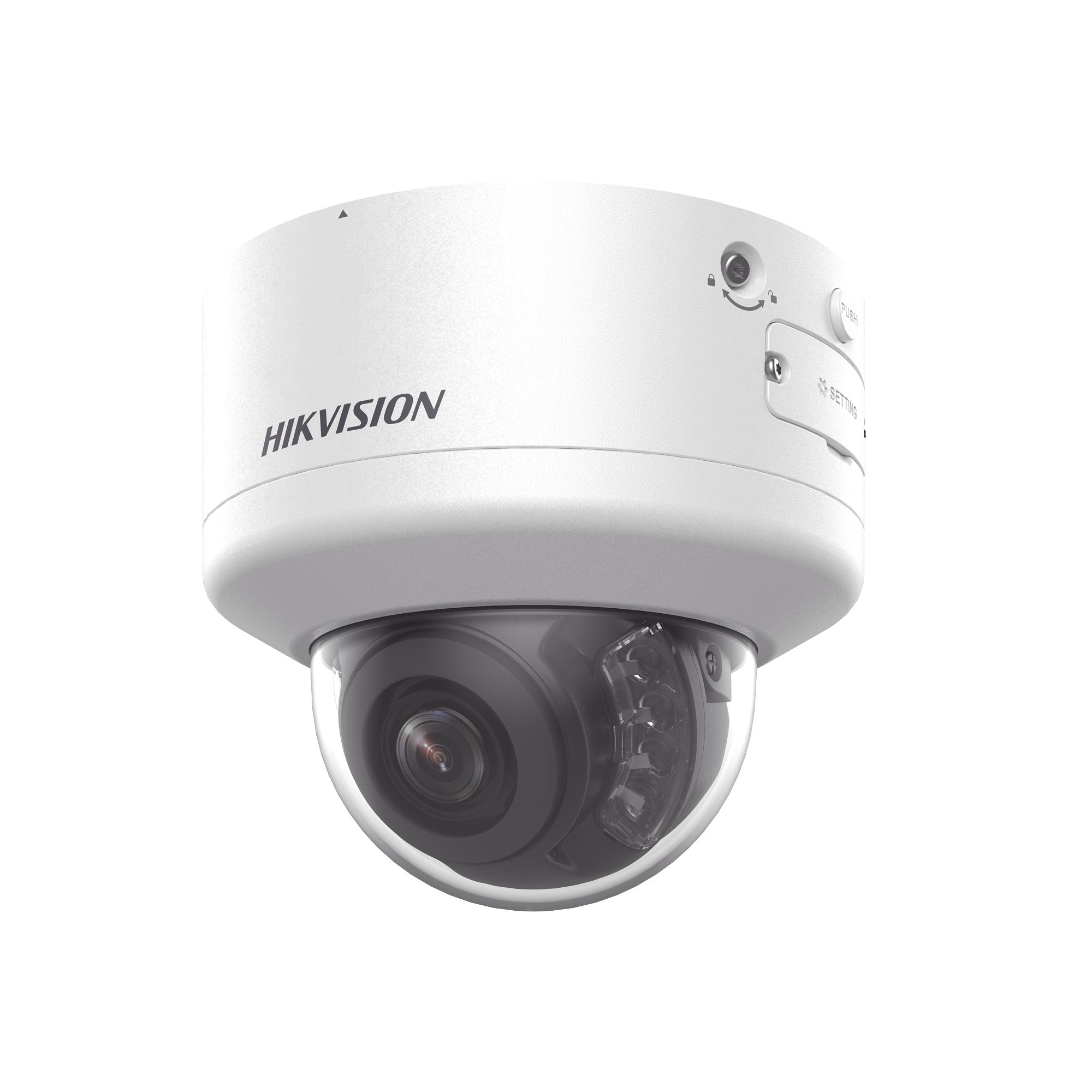 Domo IP 4 Megapixel / Lente Mot. 2.7 a 13.5 mm / Dual Light (40 mts IR + 40 mts Luz Blanca  / Exterior IP66 / IK10  / Audio y Alarma I/O / PoE+ / ONVIF / Micro SD / 4 Analíticos: AcuSense, Deteccion Facial, Conteo de Personas por Cruce y Zona