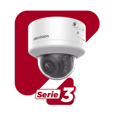 Domo IP 8 Megapixel (4K) / Lente Mot. 2.7 a 13.5 mm / 40 mts IR EXIR / Exterior IP66 / IK10 / DARKFIGHTER / Audio y Alarma I/O / PoE+ / ONVIF / Micro SD / 4 Analíticos: AcuSense, Deteccion Facial, Conteo de Personas por Cruce y Zona