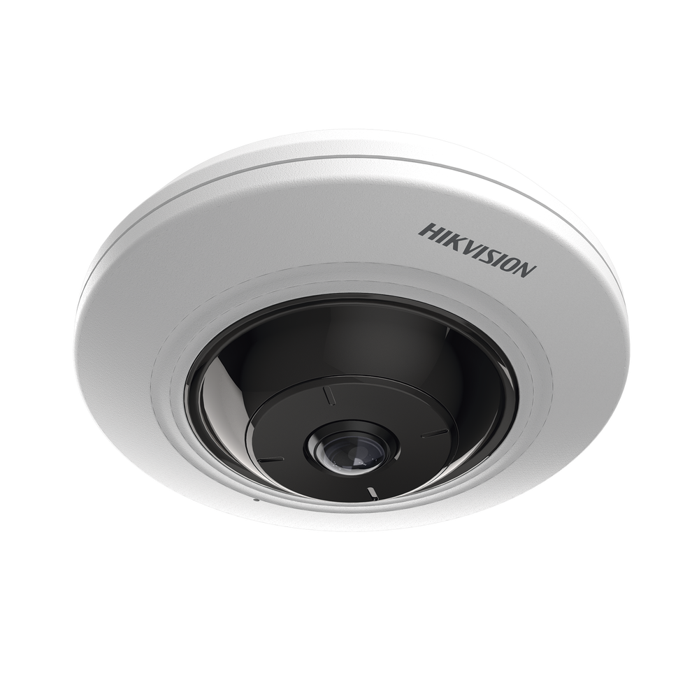 Mini Fisheye IP 5 Megapixel / Panorámica 180° - 360° / 8 mts IR / Interior / PoE / HEOP / ACUSENSE / Detección Facial / Microfono Integrado
