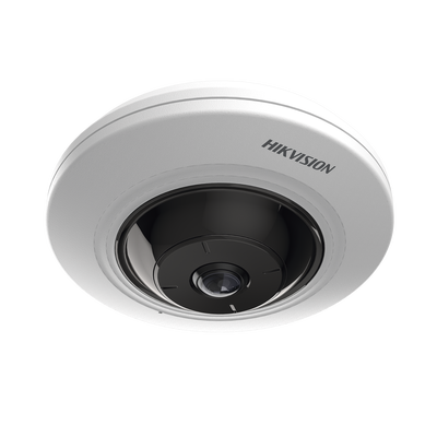 Mini Fisheye IP 5 Megapixel / Panorámica 180° - 360° / 8 mts IR / Interior / PoE / HEOP / ACUSENSE / Detección Facial / Microfono Integrado